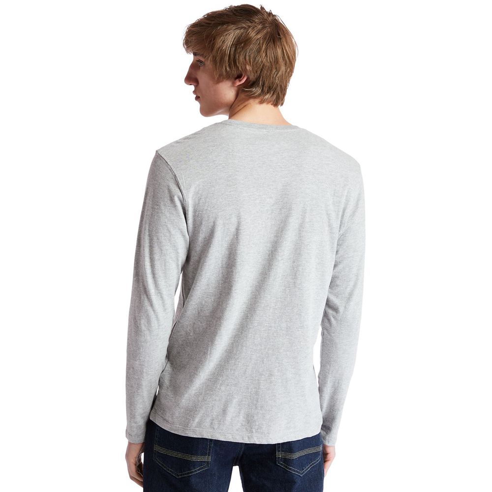 Timberland Mens T-Shirts Long-Sleeve Classic Logo - Grey - India FG6149038